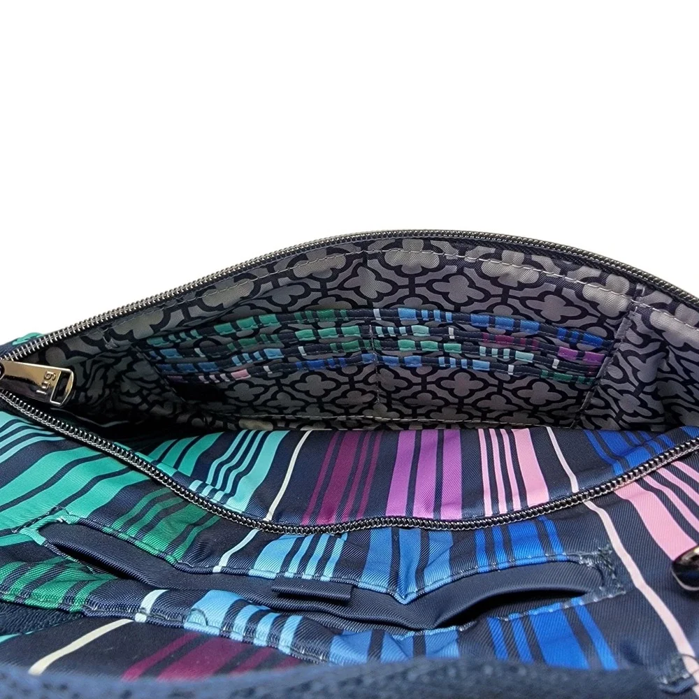 LUG Soprano Tote Bag Brushed Marina Love Stripe Multi RFID Organizer Top Handles - Picture 13 of 16